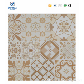 Sunnda orange flower pattern porcelain mediterranean tile art